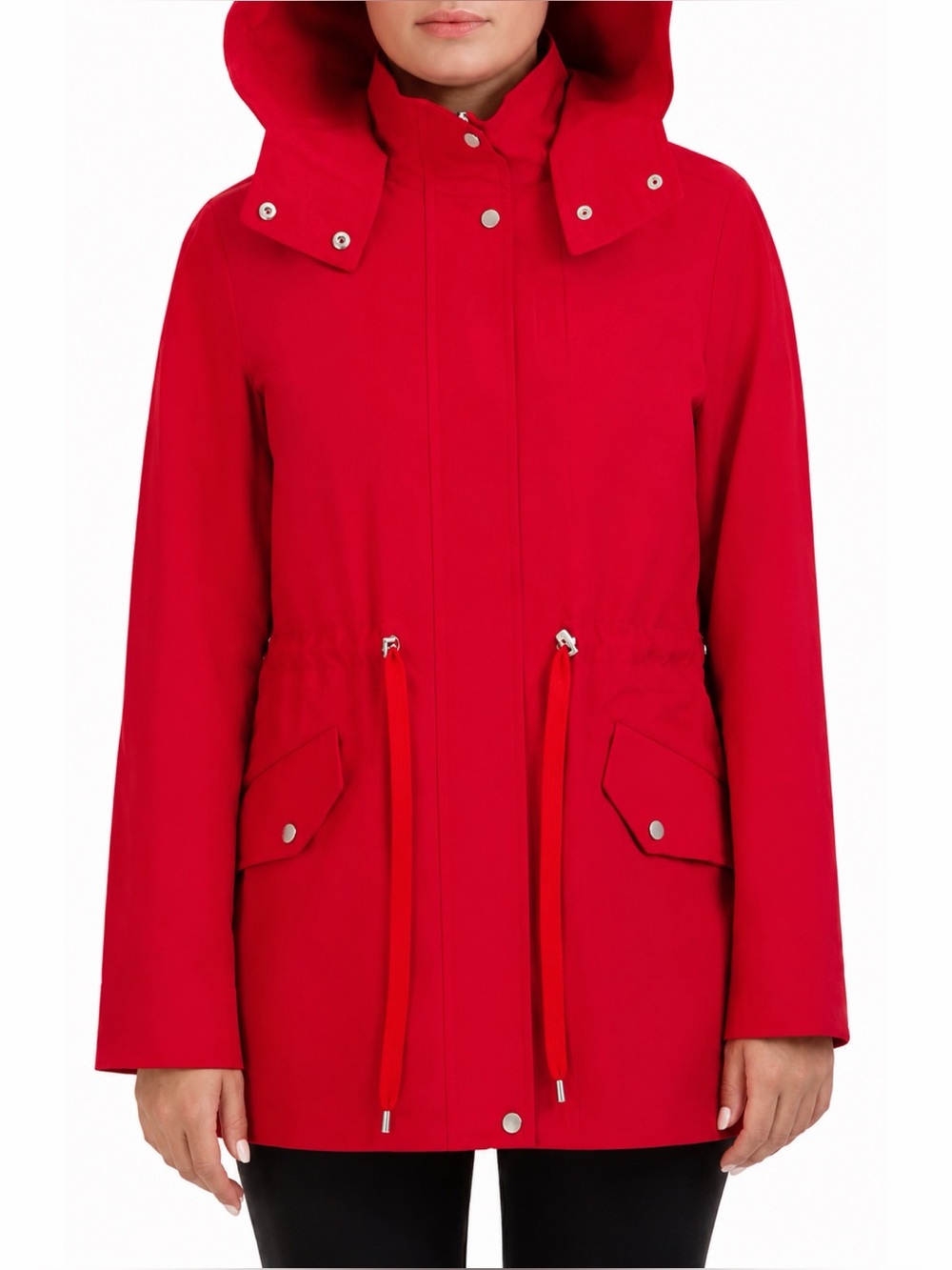 NWT Cole Haan Signature Bright Red Short Rain Jacket